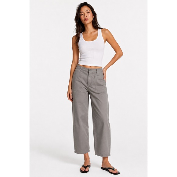 cosmic blue love Pants - Cosmic Blue Love Debbie High Rise Barrel Pant Slate Grey Size 30 NWT